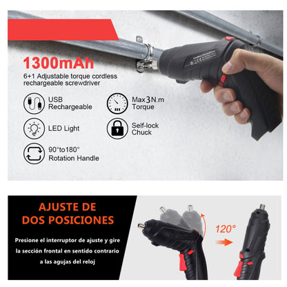 SET DESTORNILLADOR ELÉCTRICO RECARGABLE 45 PIEZAS