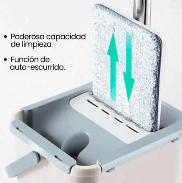 Kit Mopa Clean Magic 360°: ¡Limpieza Rápida y Eficaz con Balde Autoescurrible! 🧹✨💧